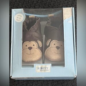Robeez Brown Monkey Soft Soles Baby Shoes, Size 0-6 Months